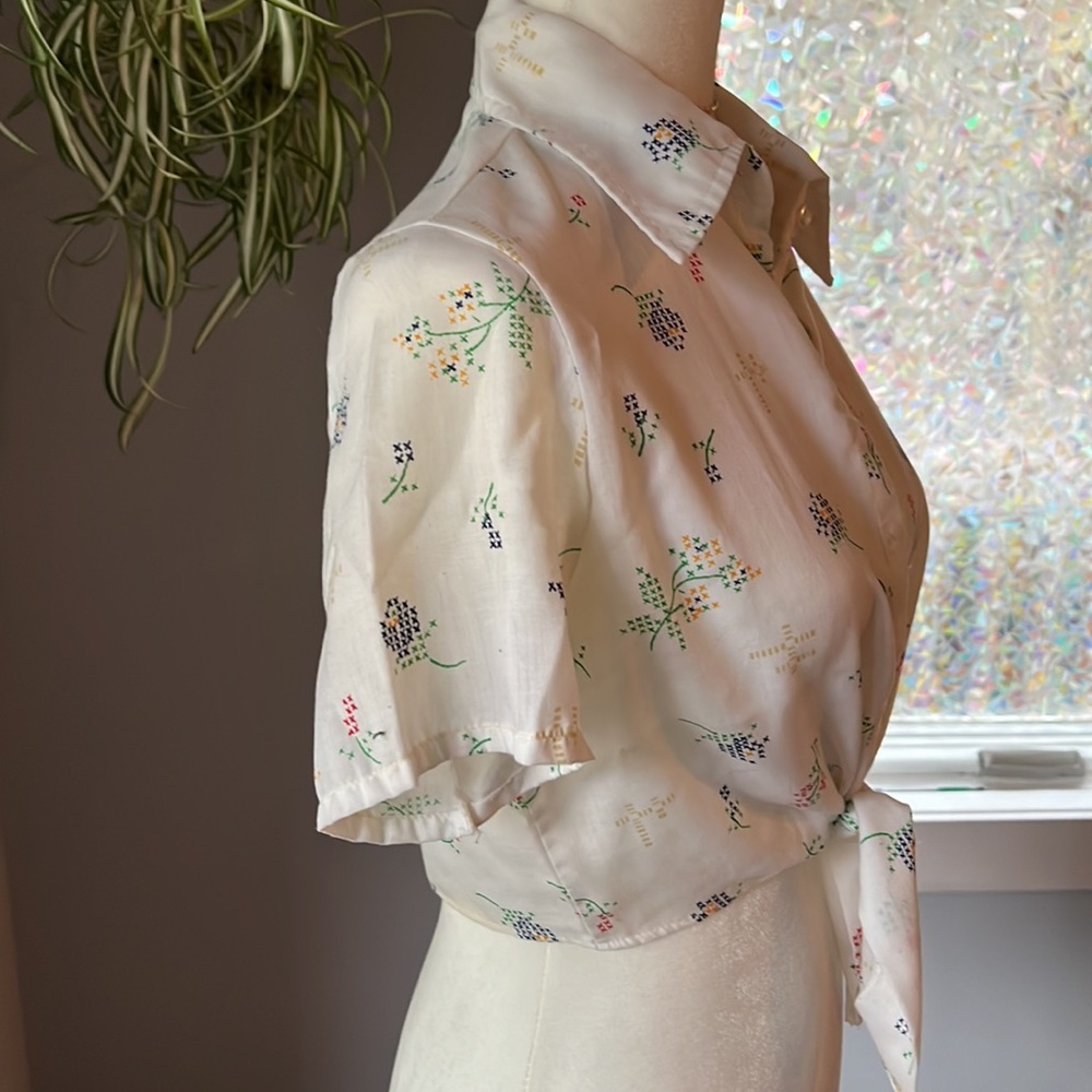 Floral Vintage J.c Penny Button up Crop Top - Picture 3 of 7